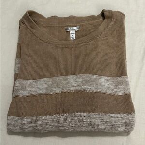 Croft & Barrow Tan and Cream Striped Sweater